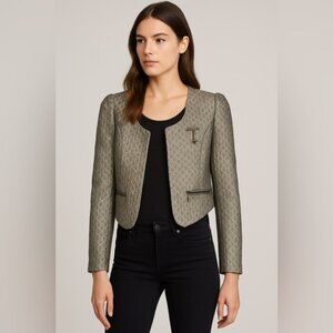 Maison Scotch Star de la Saison Metallic Jacquard Cropped Blazer XS